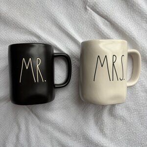 Rae Dunn MR & MRS Coffee Mugs (Set of 2) Black & White Artisan Collection
